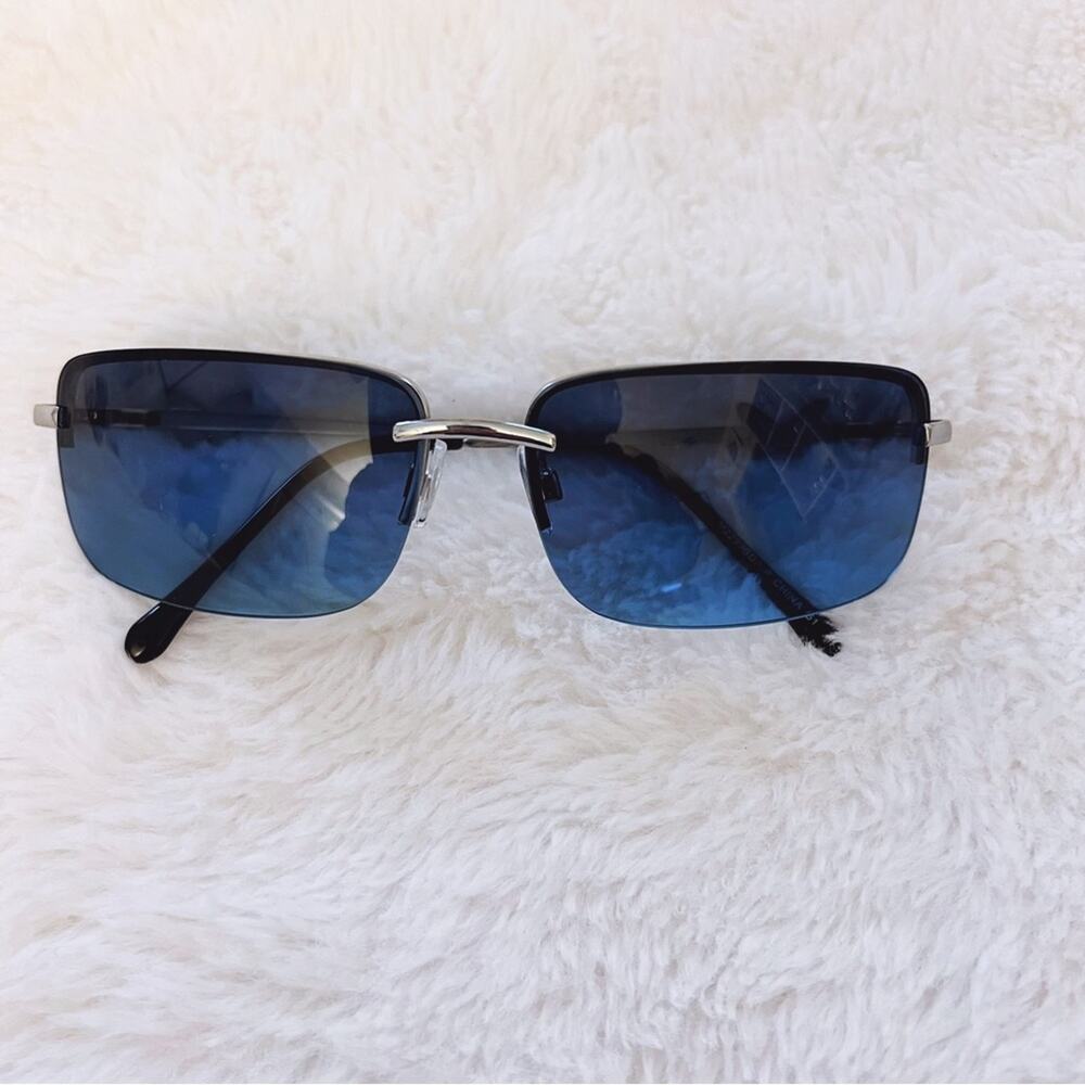 Delia Blue Rimless Butterfly Accent Sunglasses - Picture 2 of 10